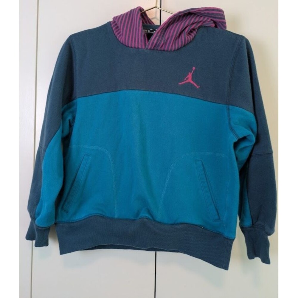 Michael Jordan Youth size medium Blue Pink Pull over hoodie FLIGHT 10-12 years